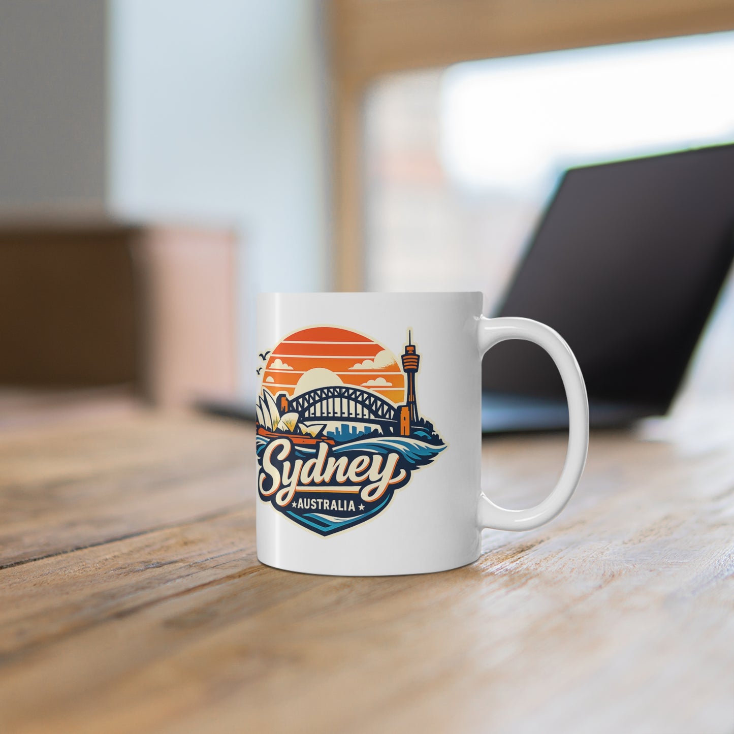 Sydney Skyline Coffee Mug — Vintage Sunset Opera House & Harbour Bridge Ceramic Cup (11oz, 15oz)
