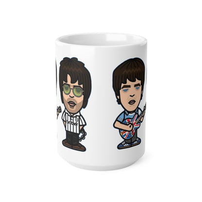 Oasis Cartoon Mug — Union Jack Guitar Character Ceramic Coffee Cup (11oz & 15oz)