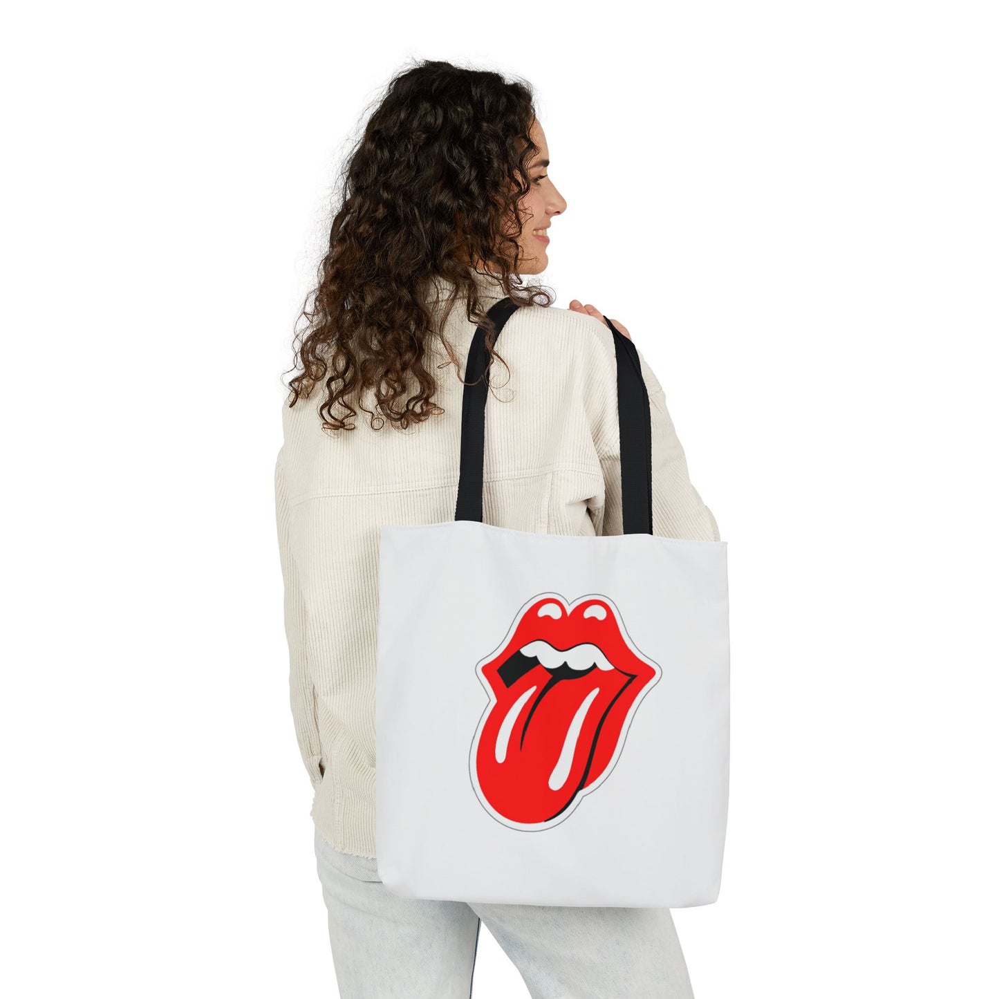 Rock & Roll Tongue Canvas Tote Bag — Retro Lip Graphic