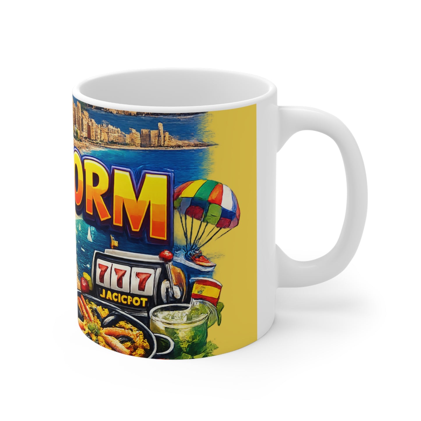 Benidorm Travel Coffee Mug — Retro Cityscape 11oz & 15oz Ceramic Cup