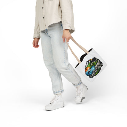 New Zealand Scenic Tote Bag — Kiwi, Mountains & Waves Canvas Tote
