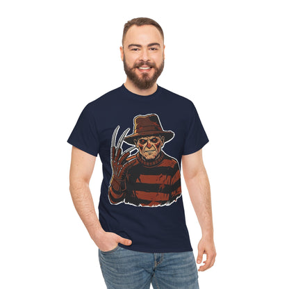 Freddy Krueger Horror Tee — Vintage Striped Nightmare Graphic