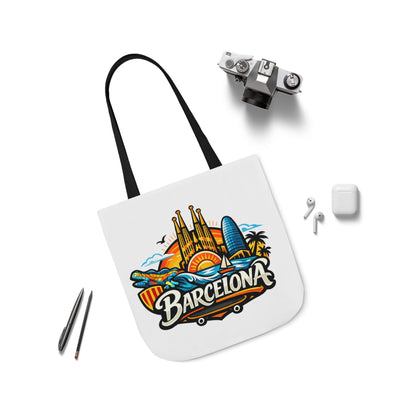 Barcelona Skyline Canvas Tote Bag — Colorful Travel Souvenir Tote