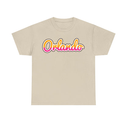 Orlando Retro Script Tee — Vintage Sunset City Souvenir Shirt
