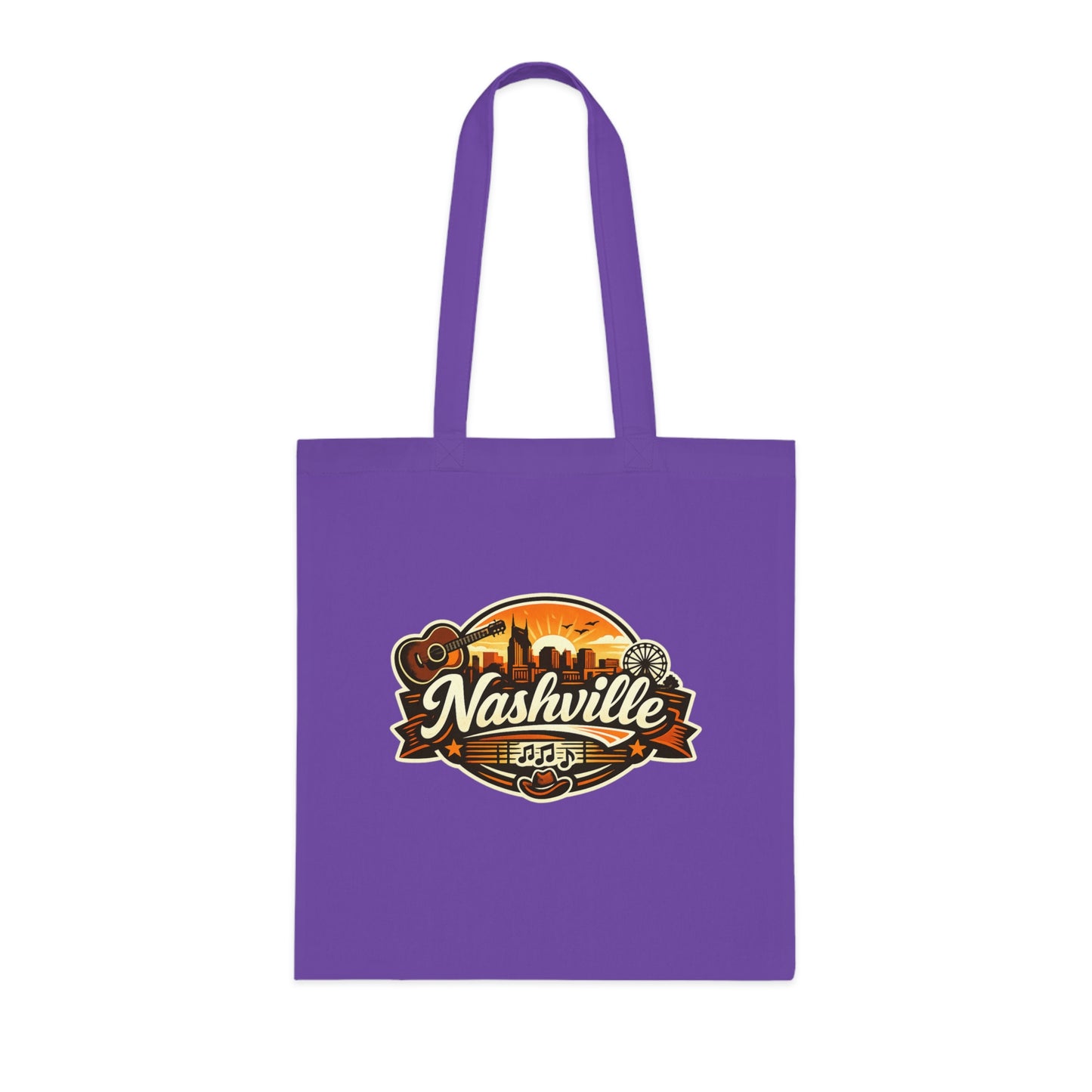 Nashville Retro Badge Tote Bag — Music City Souvenir Cotton Tote