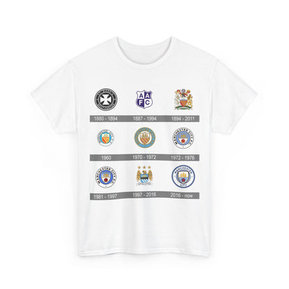 Manchester City Crest Timeline T-Shirt — Retro Club Crest History Tee