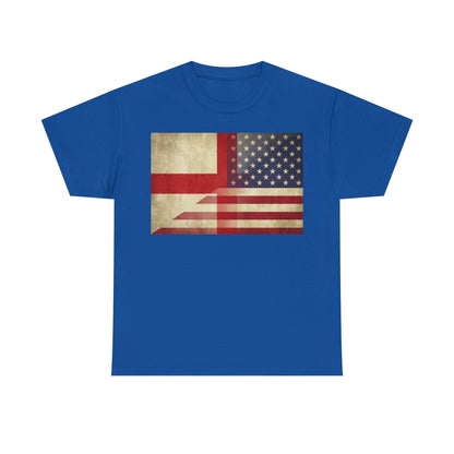 Vintage England-USA Flag T-Shirt — Retro Anglo-American Pride Tee