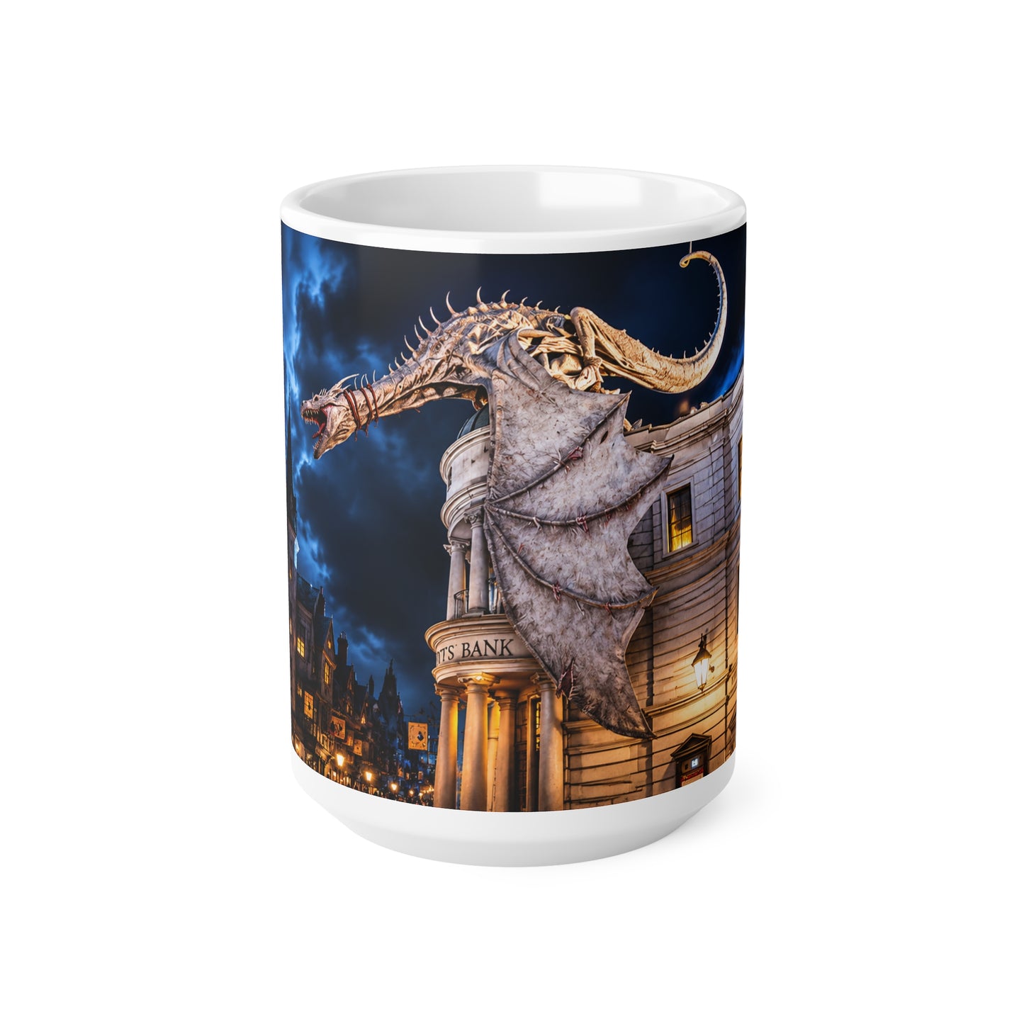 Fantasy Harry Potter Dragon Ceramic Mug — Night Cityscape 11oz & 15oz