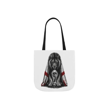 England Lion Guardian Canvas Tote — Protective Lion & Cub Illustration Tote Bag