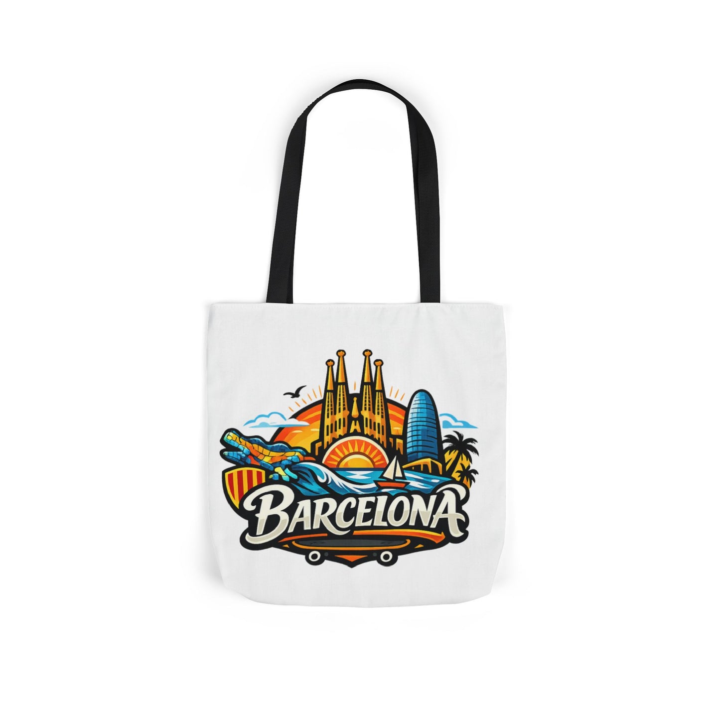 Barcelona Skyline Canvas Tote Bag — Colorful Travel Souvenir Tote