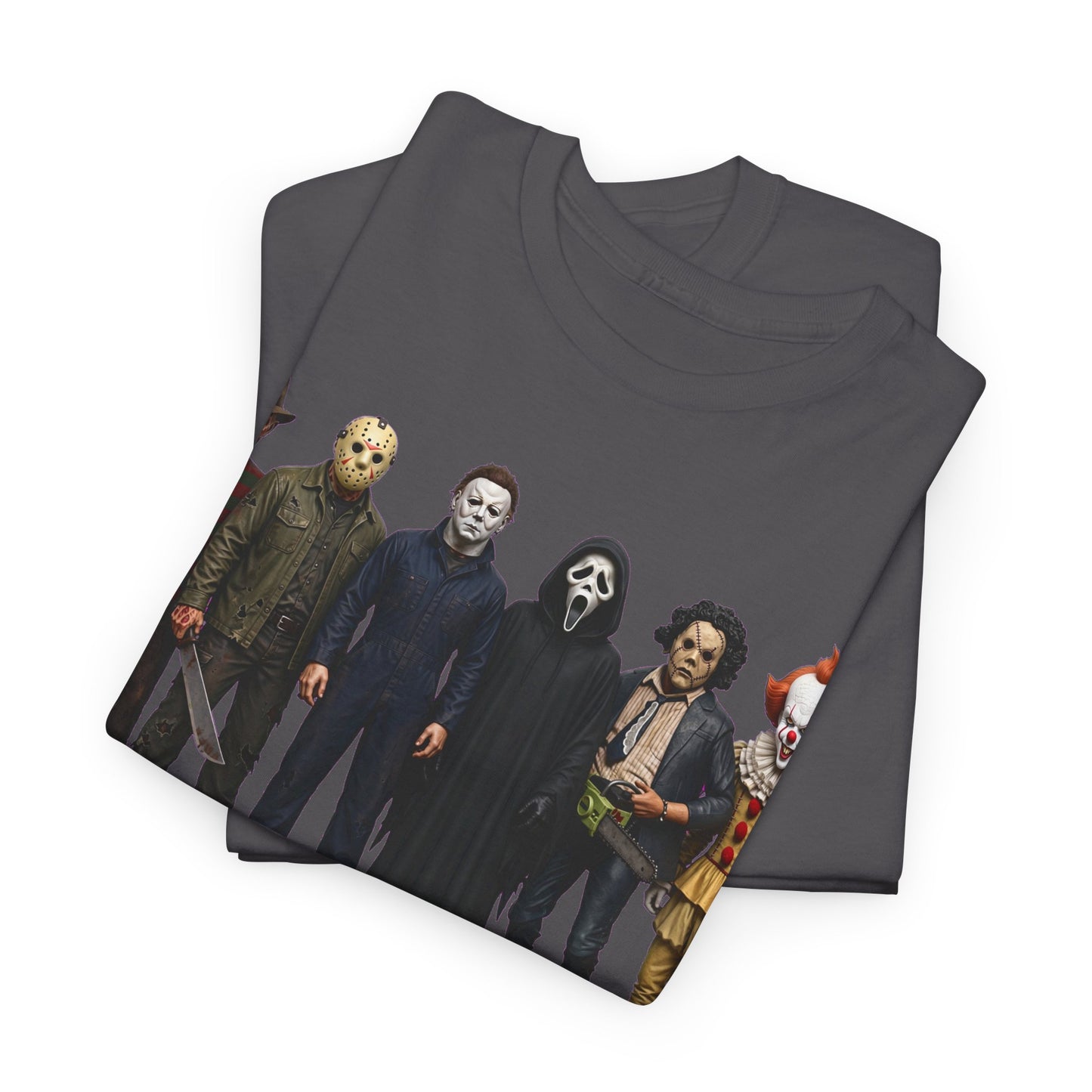 Horror Icons Lineup T‑Shirt – Freddy, Jason, Michael, Ghostface & Pennywise Tee