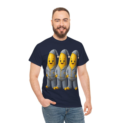 Bananas in Pyjamas – Three Smiling Bananas in Striped Pajamas Graphic T-Shirt