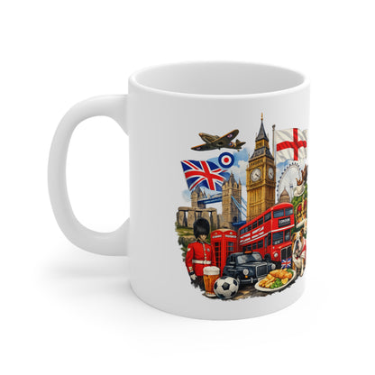 London Icons Ceramic Coffee Mug — London Landmarks & Union Jack Design (11oz, 15oz)