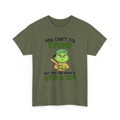 Funny Carpenter T‑Shirt — "You Can't Fix Stupid But You Can Numb It With a 2x4"